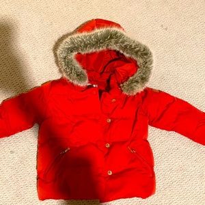 Warm Puffer Jacket with Detachable Fur-rimmed hood